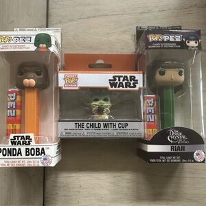 Funko Pop Pez Star Wars Boba  & Dark Crystal Rain Yoga Lot